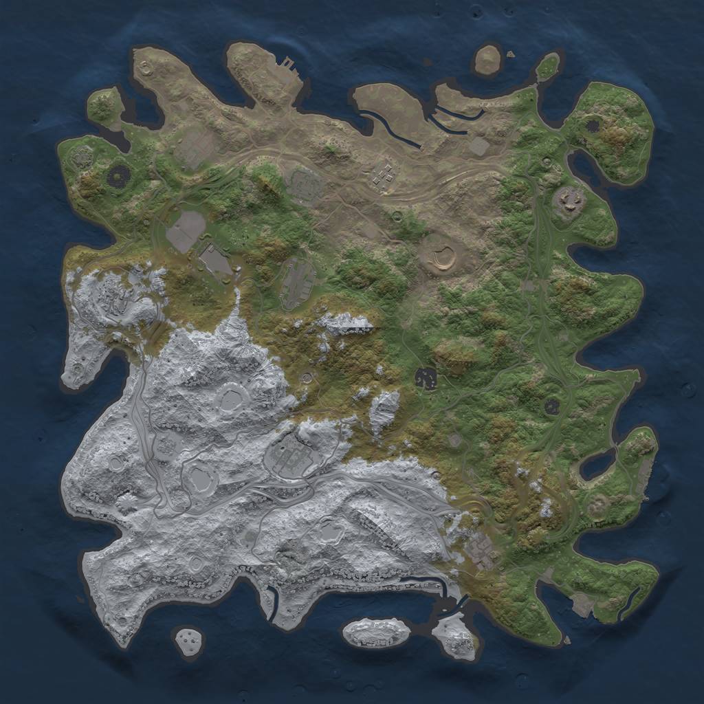 Rust Map: Procedural Map, Size: 4500, Seed: 822578, 19 Monuments