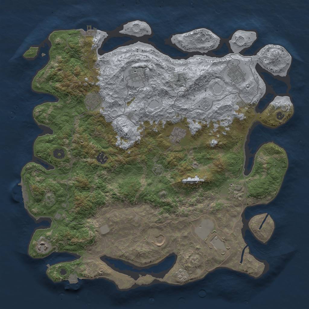Rust Map: Procedural Map, Size: 4122, Seed: 1888888, 18 Monuments