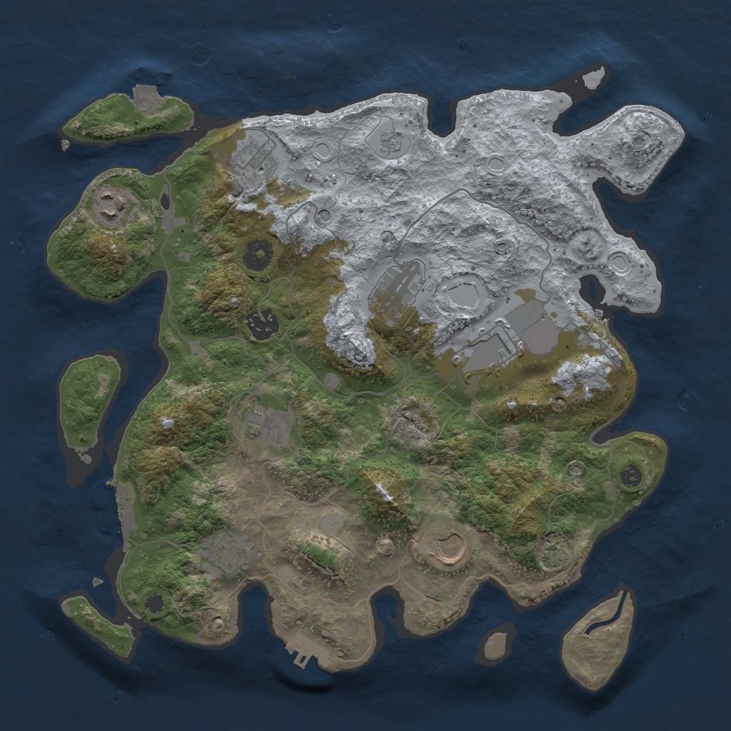 Rust Map: Procedural Map, Size: 3500, Seed: 821989826, 16 Monuments