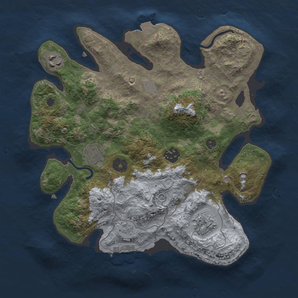 Rust Map: Procedural Map, Size: 3000, Seed: 72444534, 11 Monuments