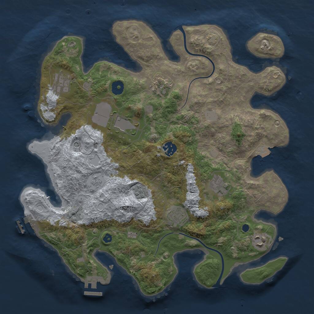 Rust Map: Procedural Map, Size: 3500, Seed: 1244228031, 14 Monuments