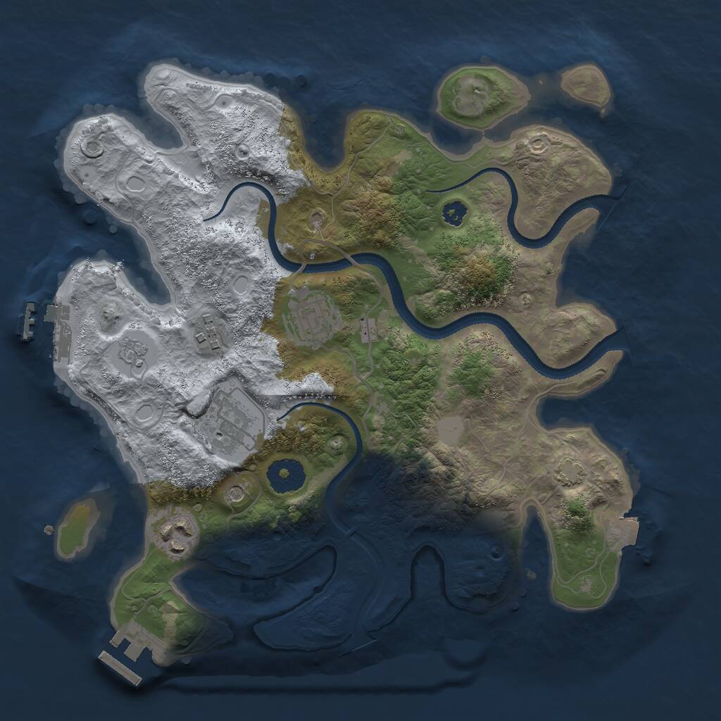 Rust Map: Procedural Map, Size: 3000, Seed: 1535176038, 10 Monuments