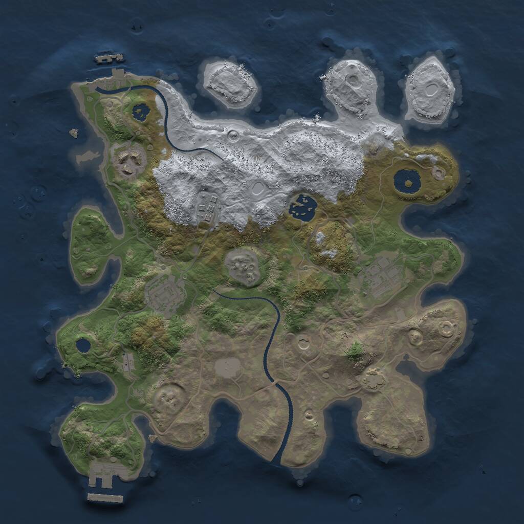 Rust Map: Procedural Map, Size: 3000, Seed: 323719765, 10 Monuments
