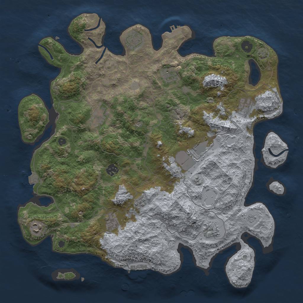 Rust Map: Procedural Map, Size: 4000, Seed: 1509224726, 18 Monuments