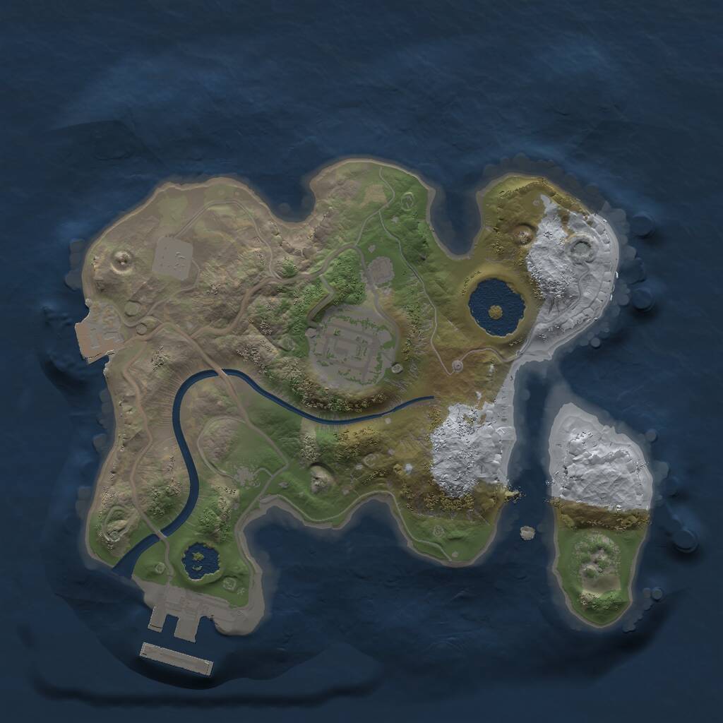 Rust Map: Procedural Map, Size: 2000, Seed: 3698120, 3 Monuments