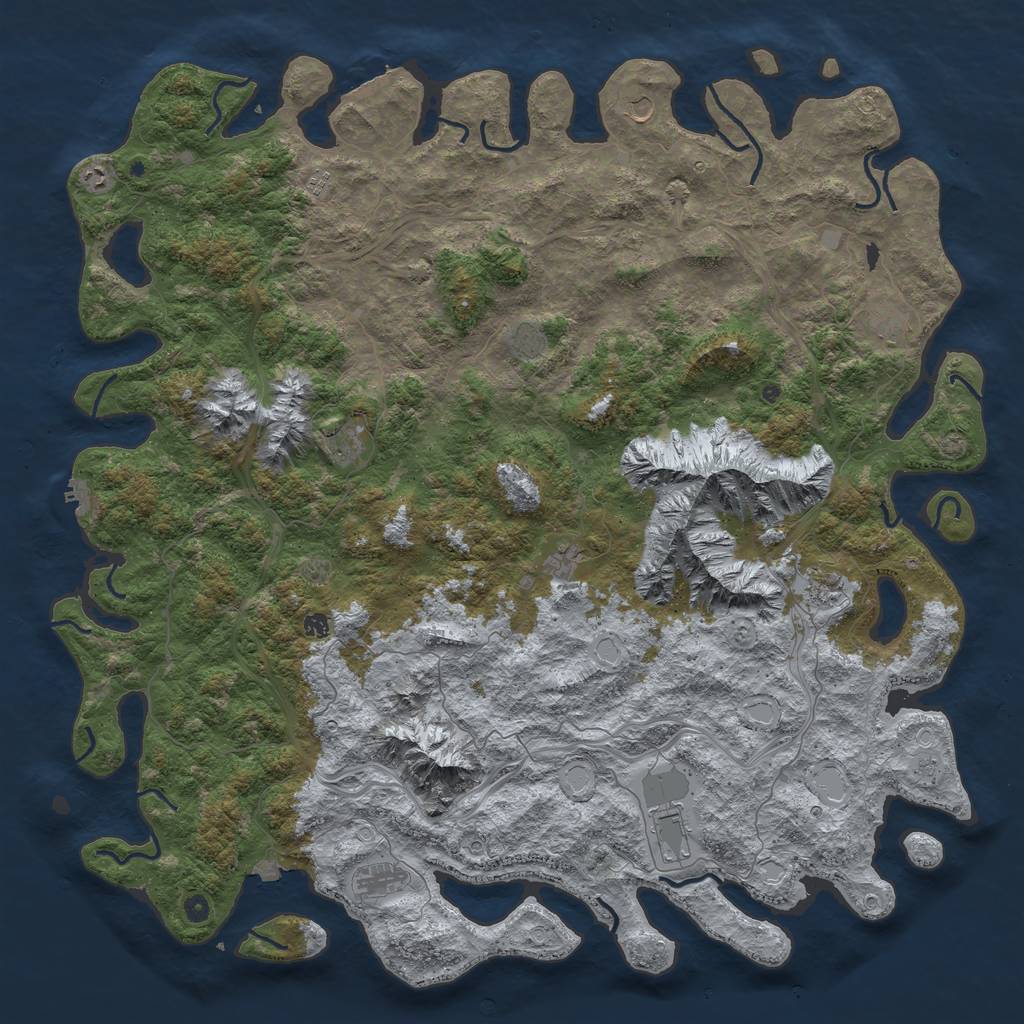 Rust Map: Procedural Map, Size: 6000, Seed: 107663347, 19 Monuments