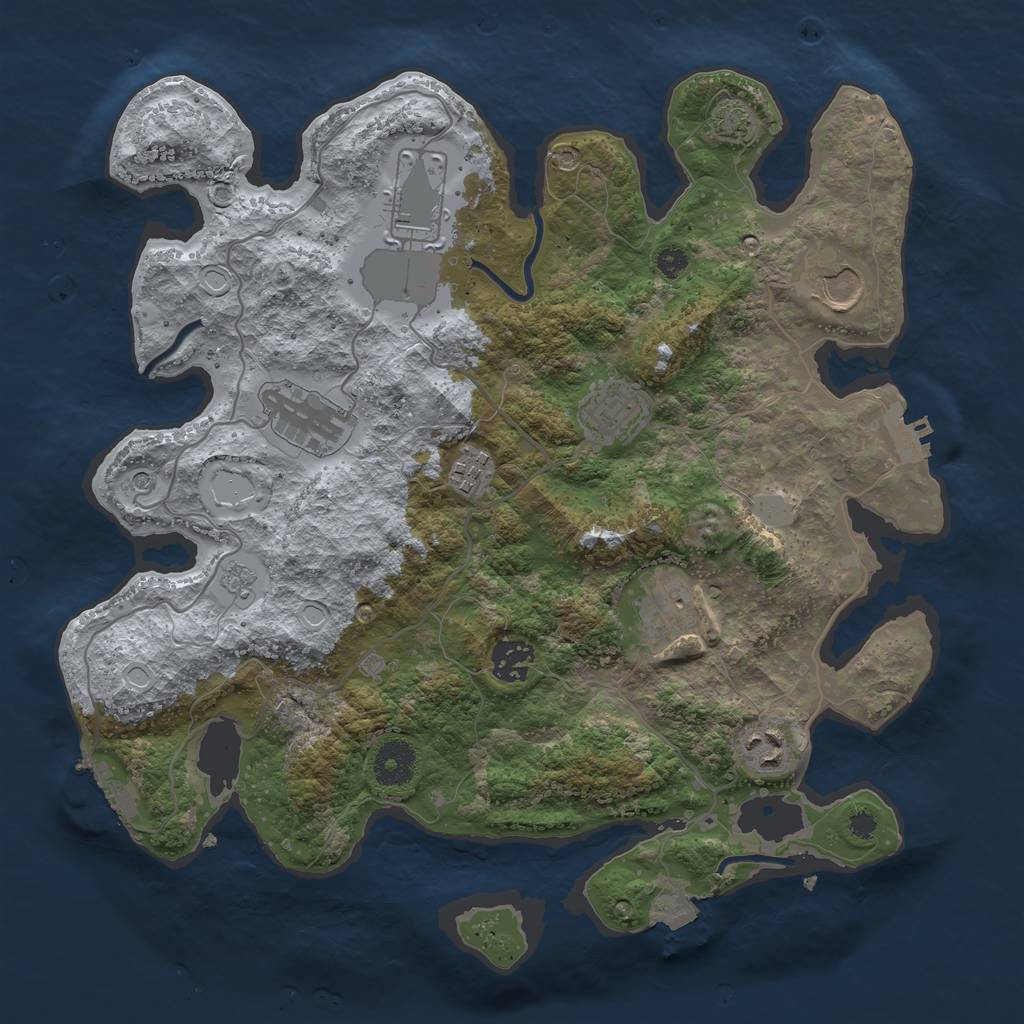 Rust Map: Procedural Map, Size: 3500, Seed: 1682183852, 16 Monuments