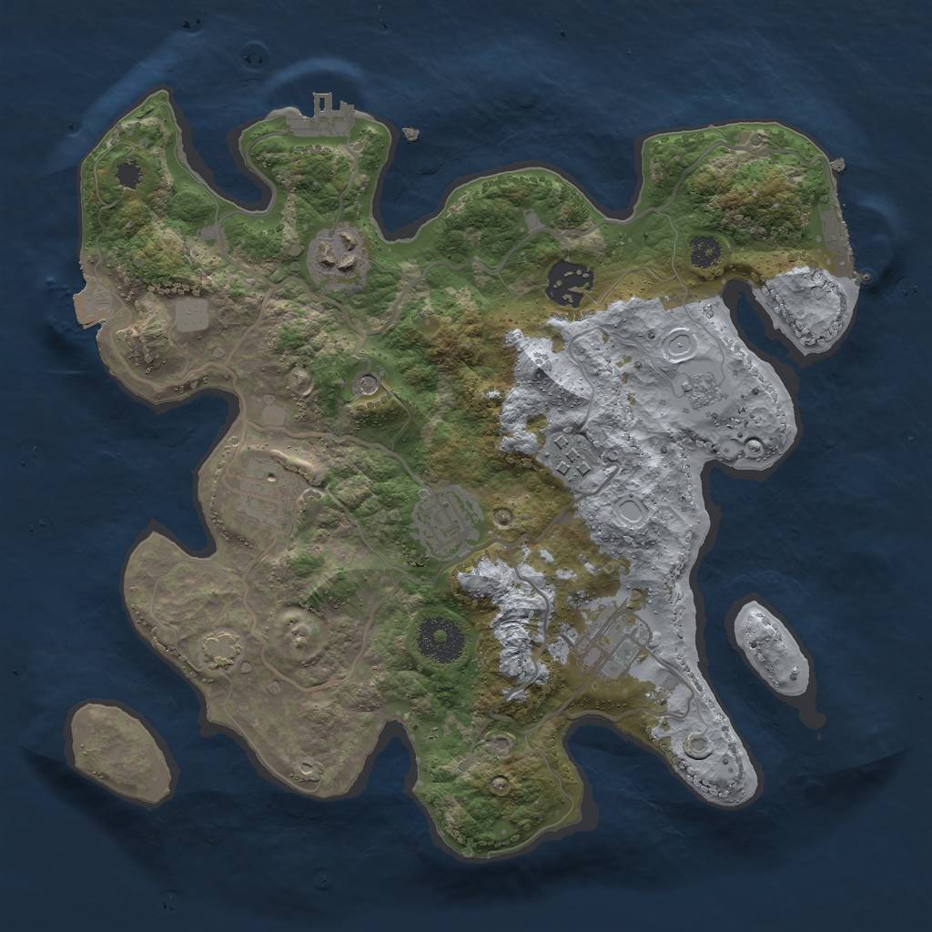 Rust Map: Procedural Map, Size: 3000, Seed: 17448, 14 Monuments