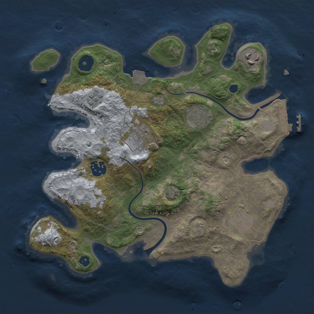 Rust Map: Procedural Map, Size: 3000, Seed: 783141, 10 Monuments