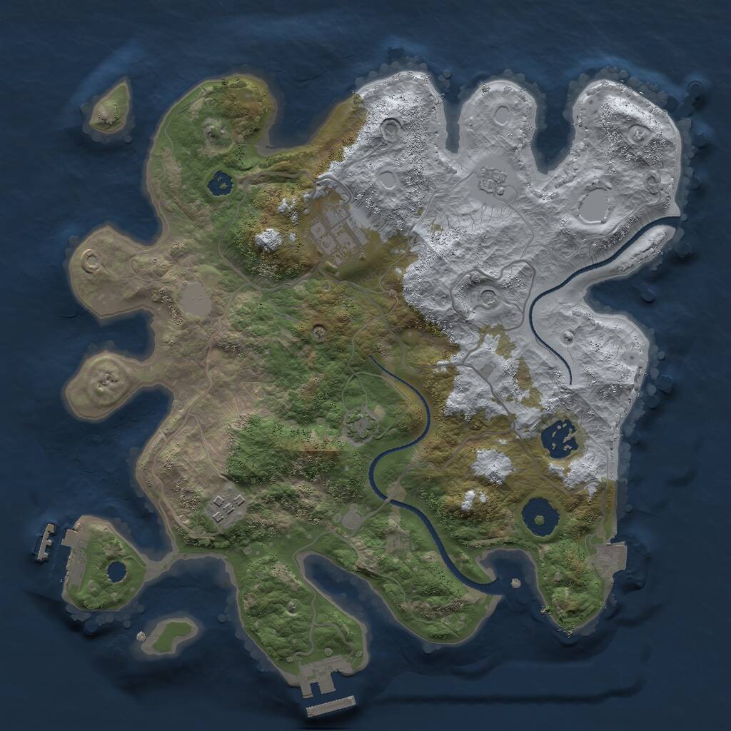 Rust Map: Procedural Map, Size: 3000, Seed: 1816078497, 9 Monuments