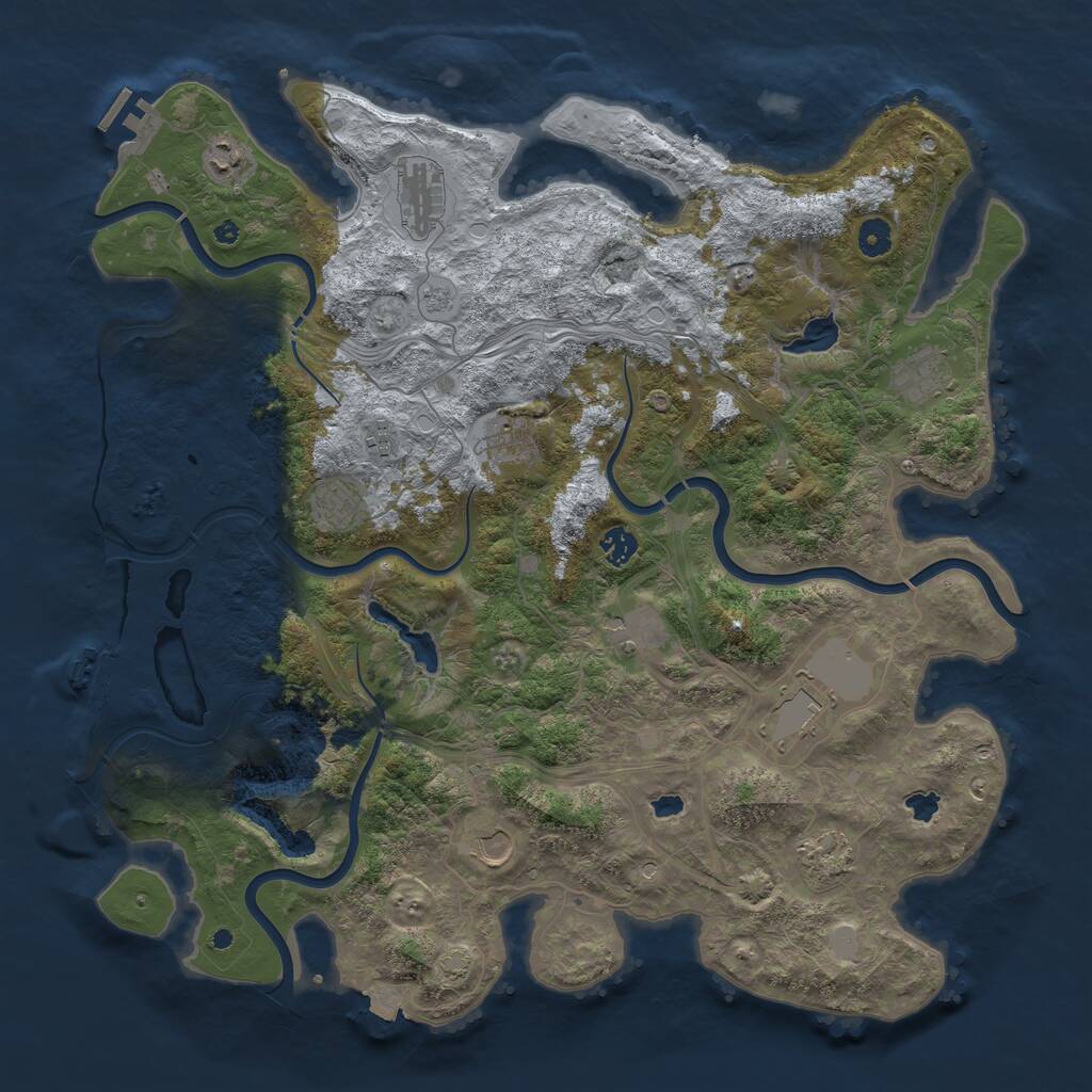 Rust Map: Procedural Map, Size: 4500, Seed: 6669, 17 Monuments