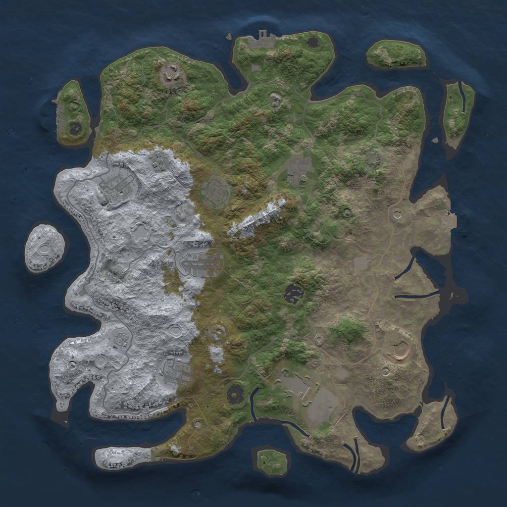 Rust Map: Procedural Map, Size: 4000, Seed: 1990936986, 18 Monuments