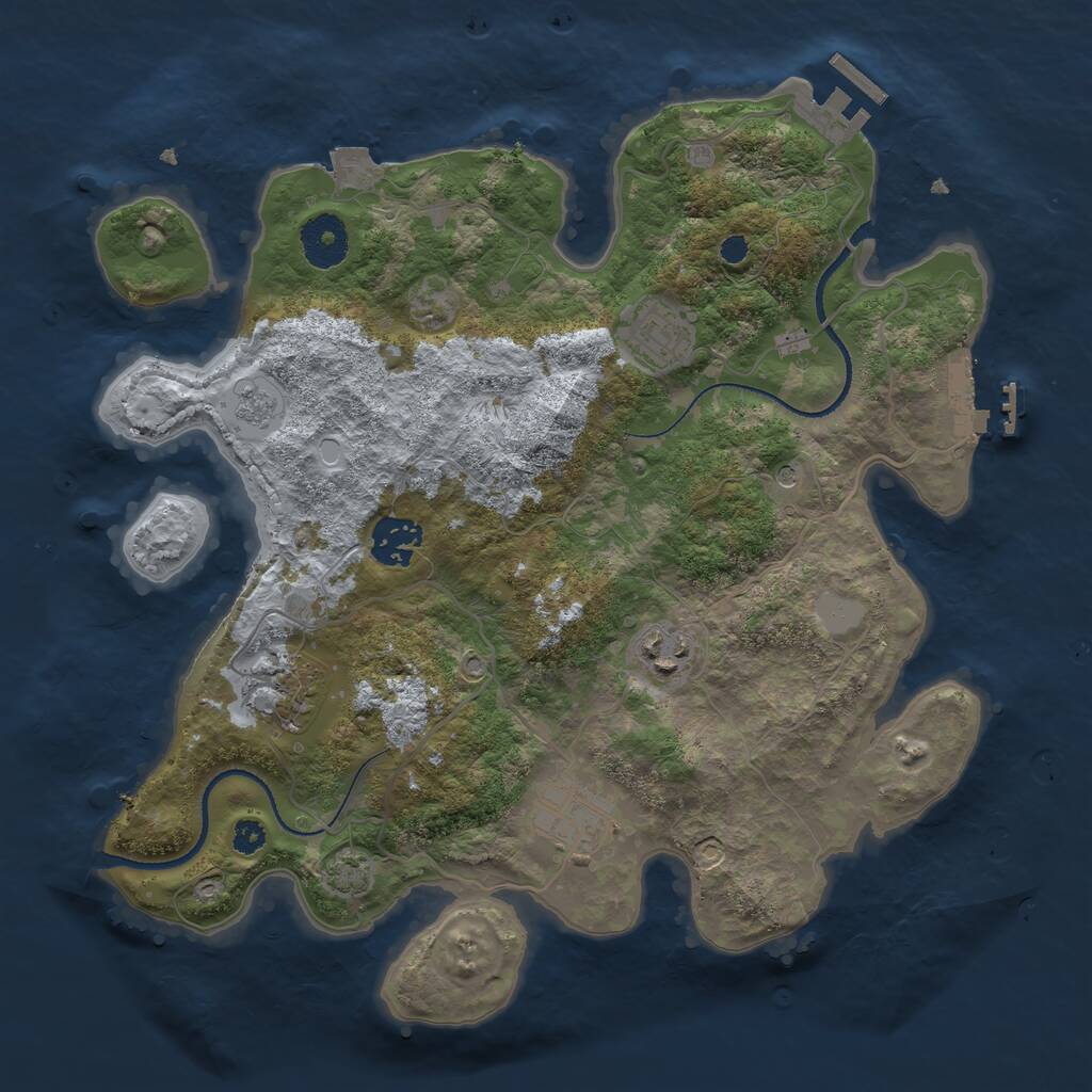 Rust Map: Procedural Map, Size: 3250, Seed: 2050250235, 11 Monuments