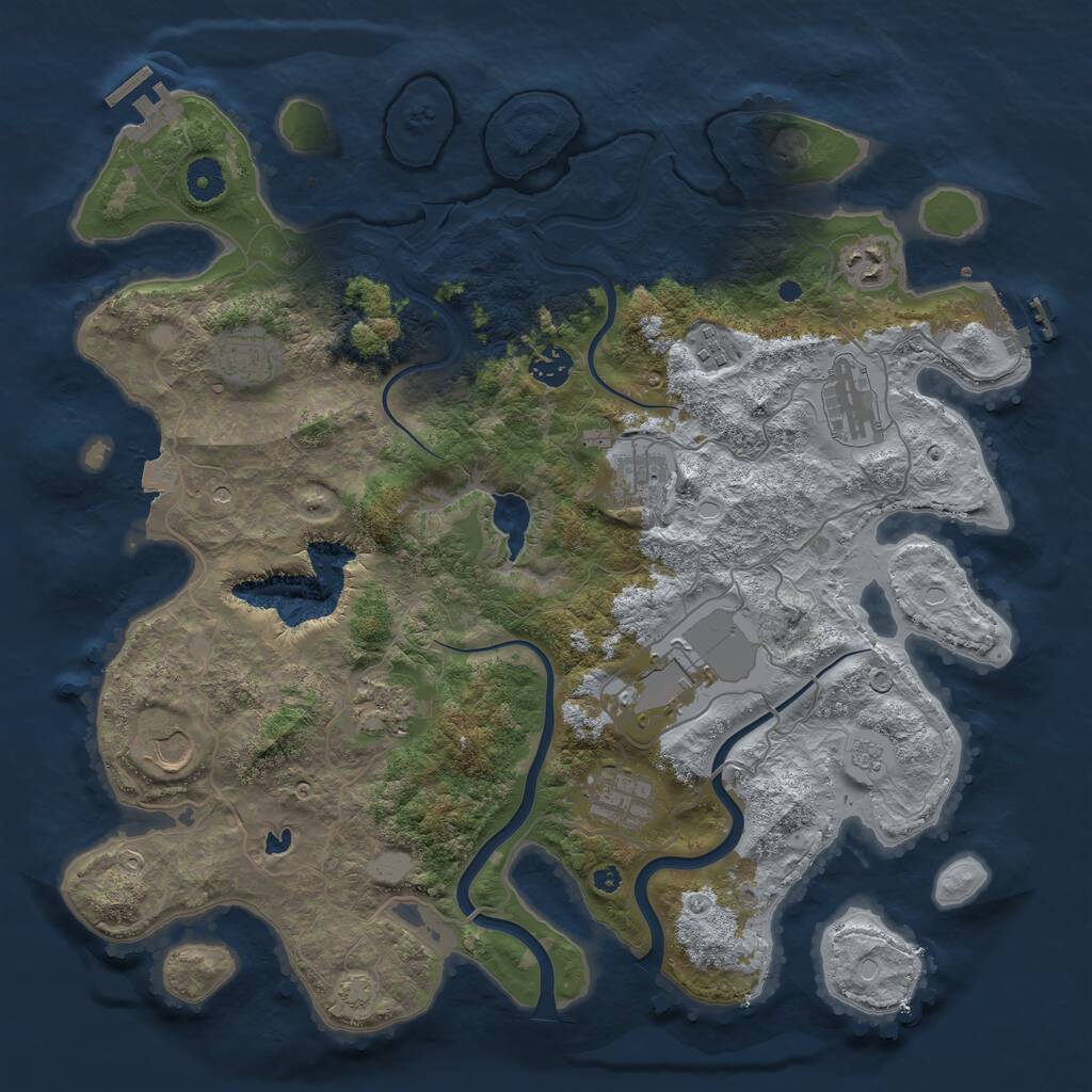 Rust Map: Procedural Map, Size: 4000, Seed: 1723400006, 16 Monuments