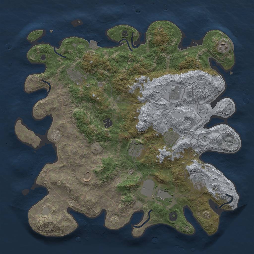 Rust Map: Procedural Map, Size: 4000, Seed: 53467, 16 Monuments
