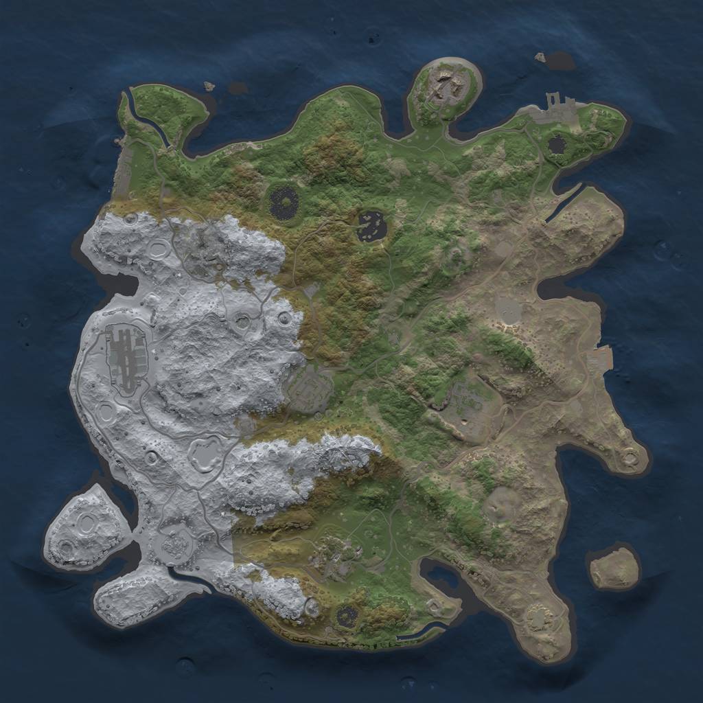 Rust Map: Procedural Map, Size: 3300, Seed: 1258169989, 14 Monuments