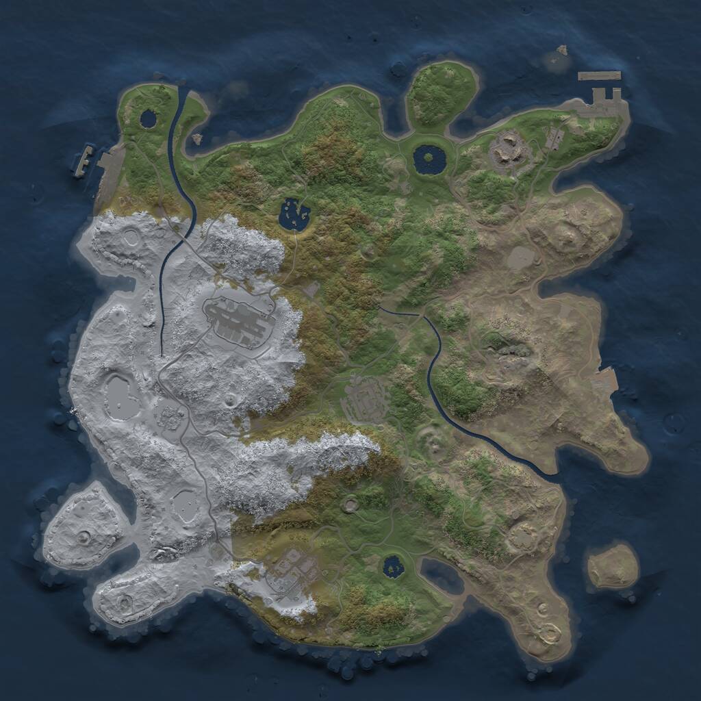 Rust Map: Procedural Map, Size: 3300, Seed: 1258169989, 10 Monuments
