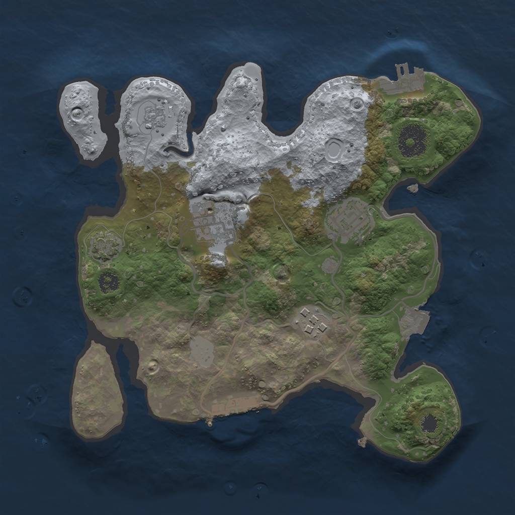 Rust Map: Procedural Map, Size: 2500, Seed: 858355809, 10 Monuments