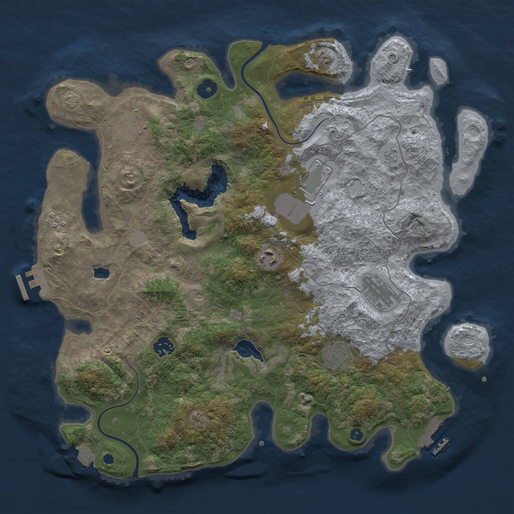 Rust Map: Procedural Map, Size: 4000, Seed: 641326, 13 Monuments