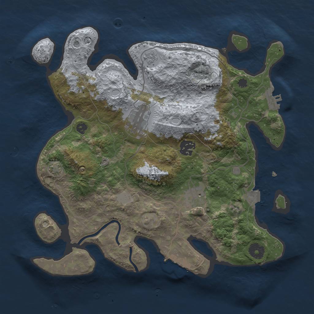 Rust Map: Procedural Map, Size: 3000, Seed: 936351296, 10 Monuments