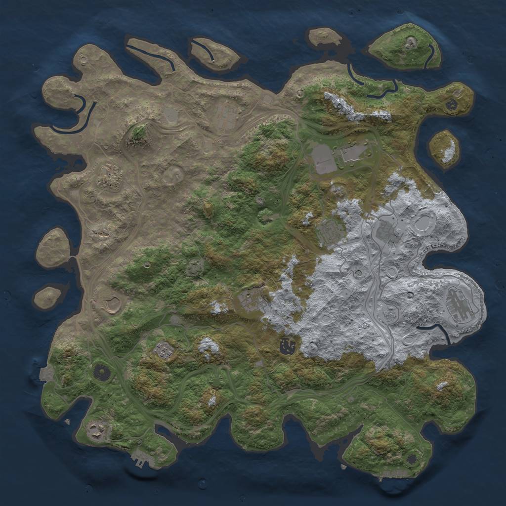Rust Map: Procedural Map, Size: 4500, Seed: 790911477, 19 Monuments