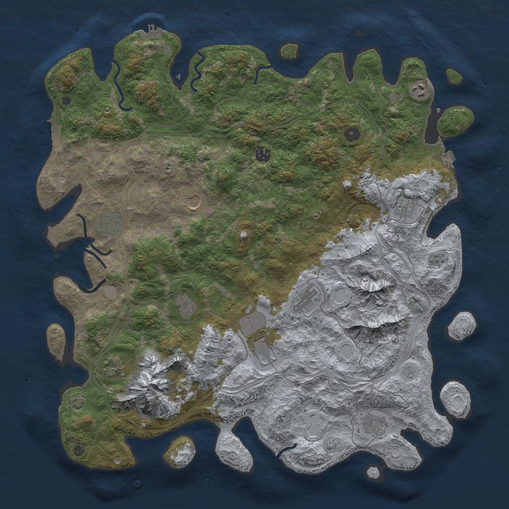 Rust Map: Procedural Map, Size: 5000, Seed: 7892558, 19 Monuments