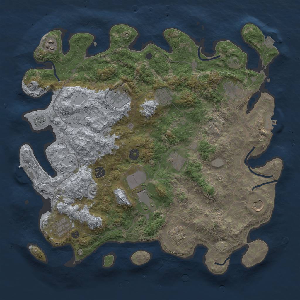Rust Map: Procedural Map, Size: 4000, Seed: 1983838383, 19 Monuments