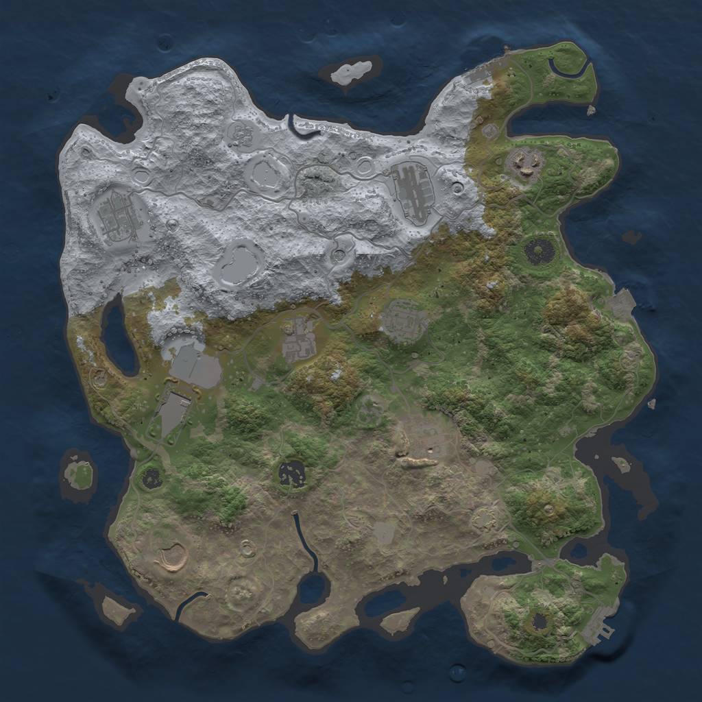 Rust Map: Procedural Map, Size: 3700, Seed: 9915447, 17 Monuments