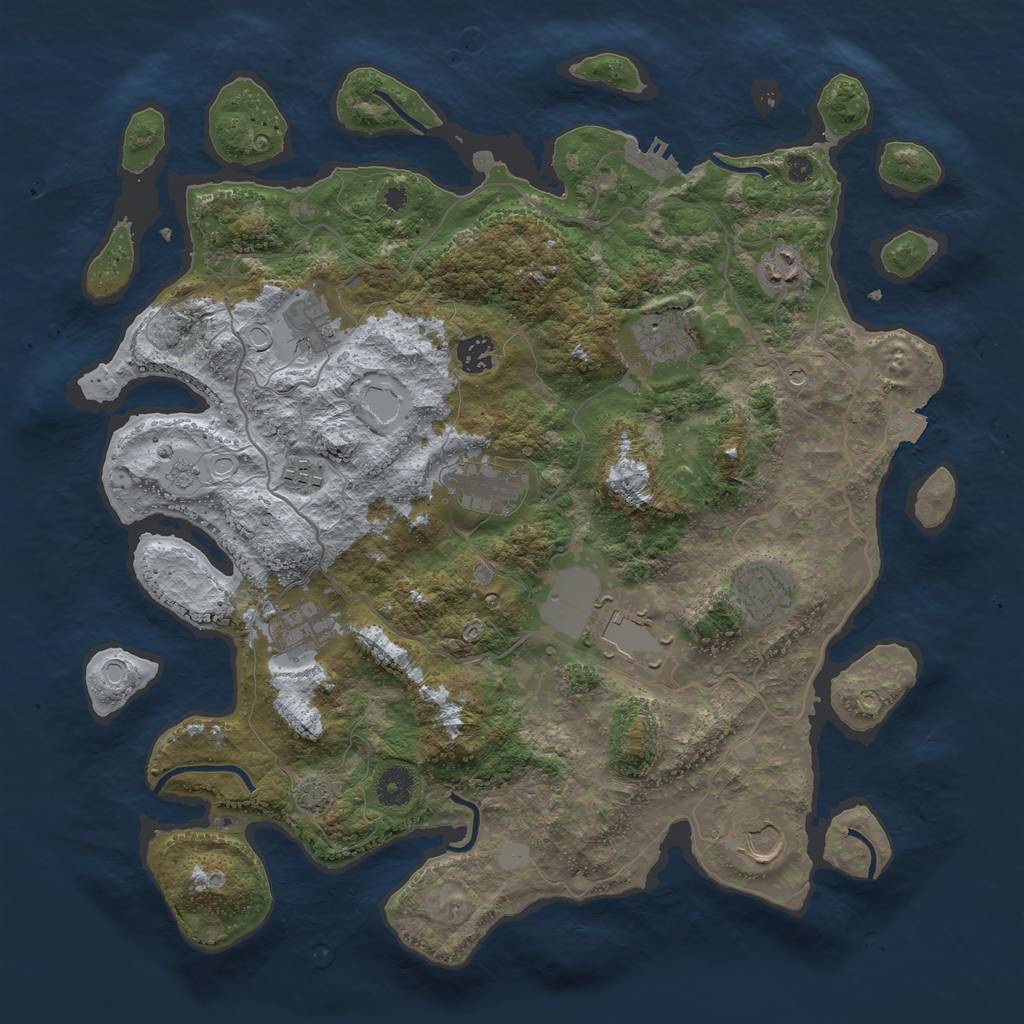 Rust Map: Procedural Map, Size: 4000, Seed: 269074058, 17 Monuments