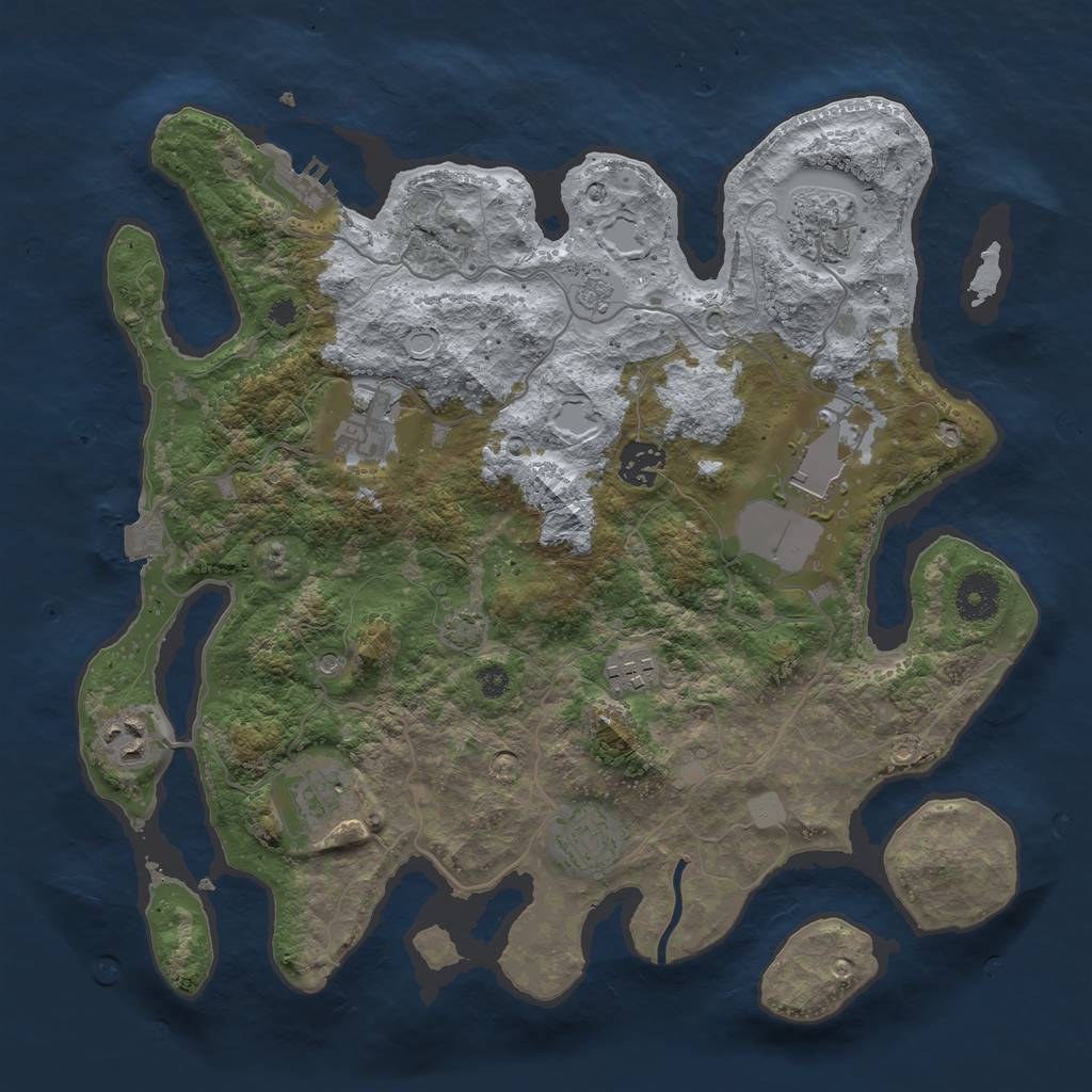 Rust Map: Procedural Map, Size: 3500, Seed: 866223151, 15 Monuments