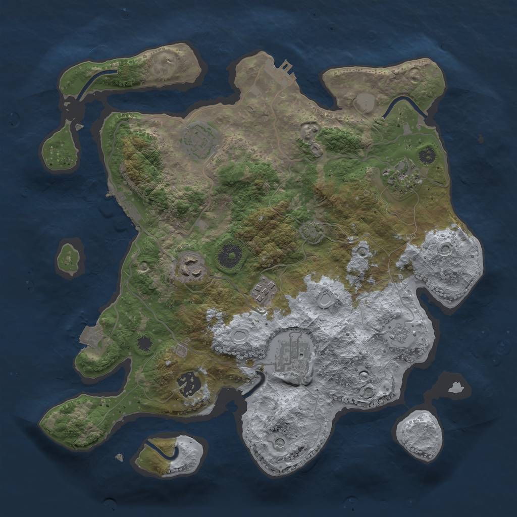 Rust Map: Procedural Map, Size: 3250, Seed: 736152009, 14 Monuments