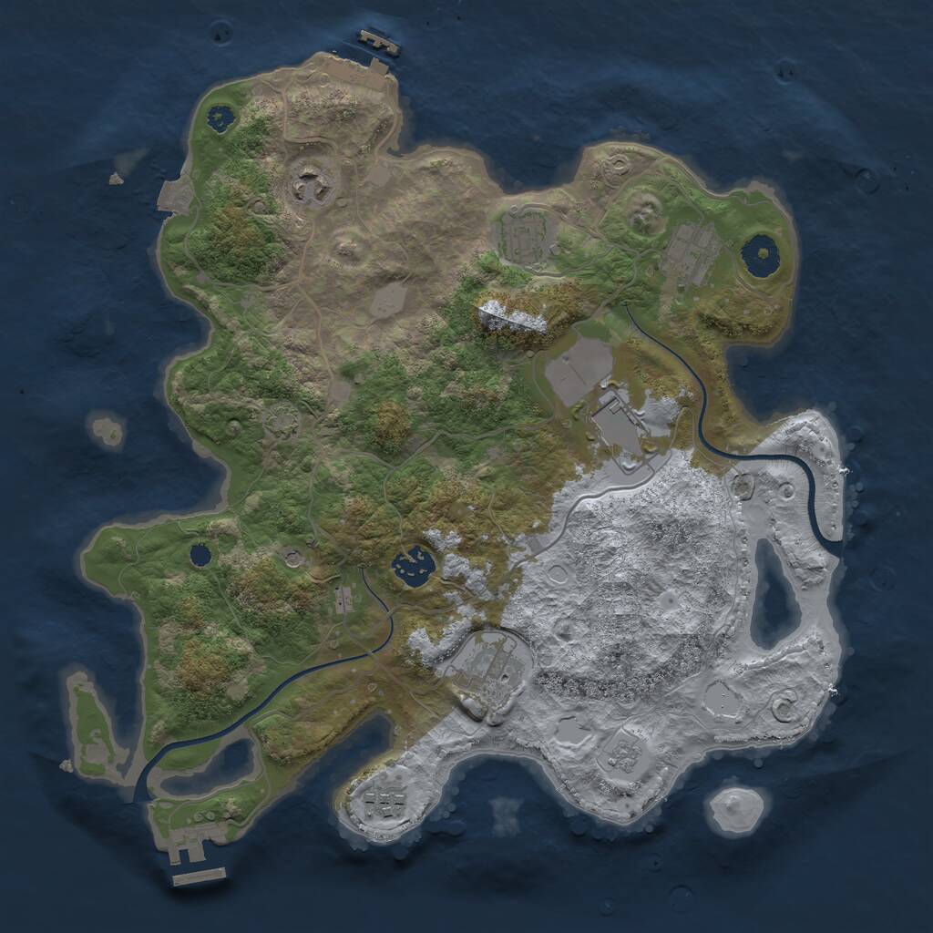 Rust Map: Procedural Map, Size: 3550, Seed: 69222258, 13 Monuments