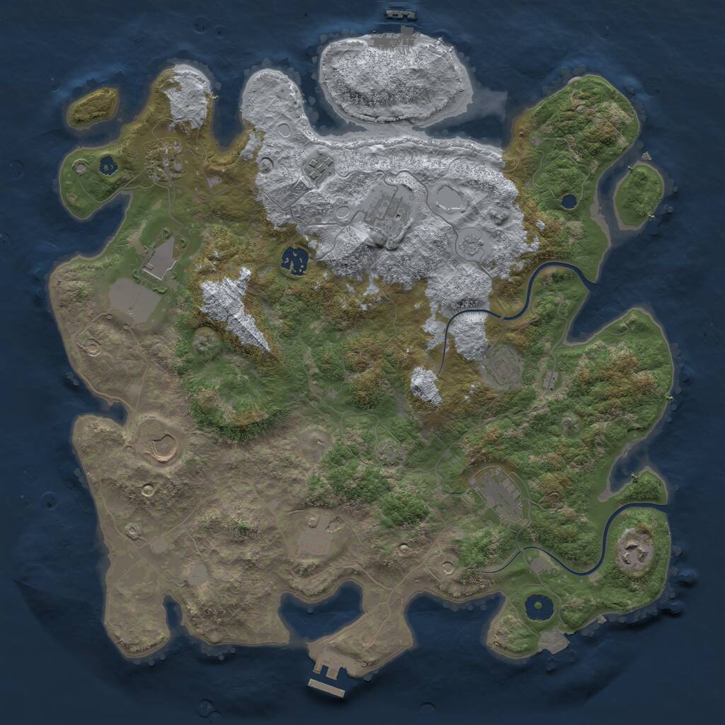 Rust Map: Procedural Map, Size: 3950, Seed: 92921392, 16 Monuments