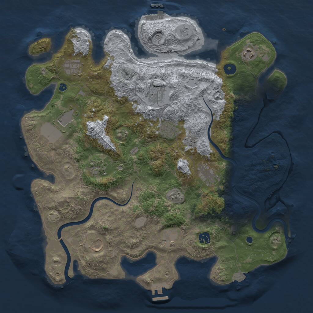 Rust Map: Procedural Map, Size: 3950, Seed: 92921392, 17 Monuments
