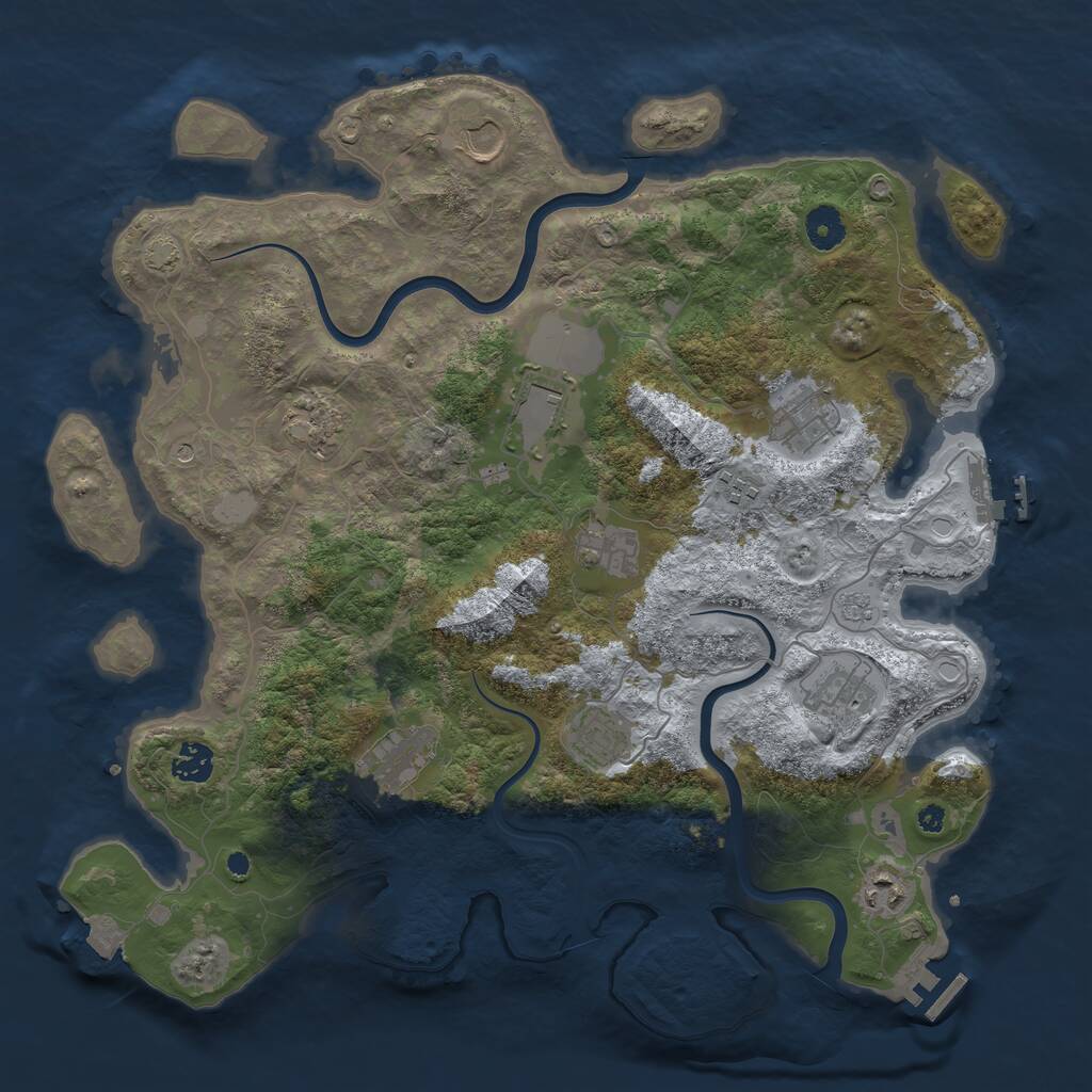 Rust Map: Procedural Map, Size: 3950, Seed: 8527467, 17 Monuments