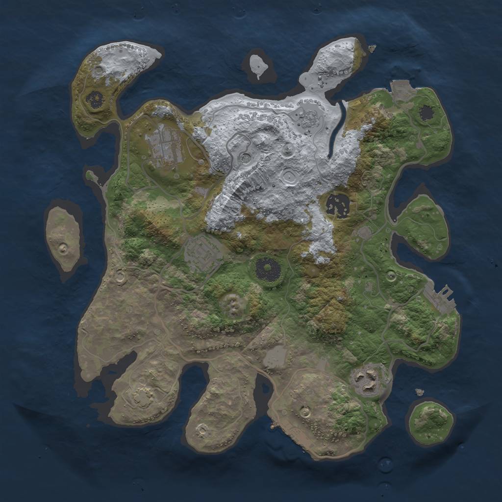 Rust Map: Procedural Map, Size: 3000, Seed: 937911342, 12 Monuments