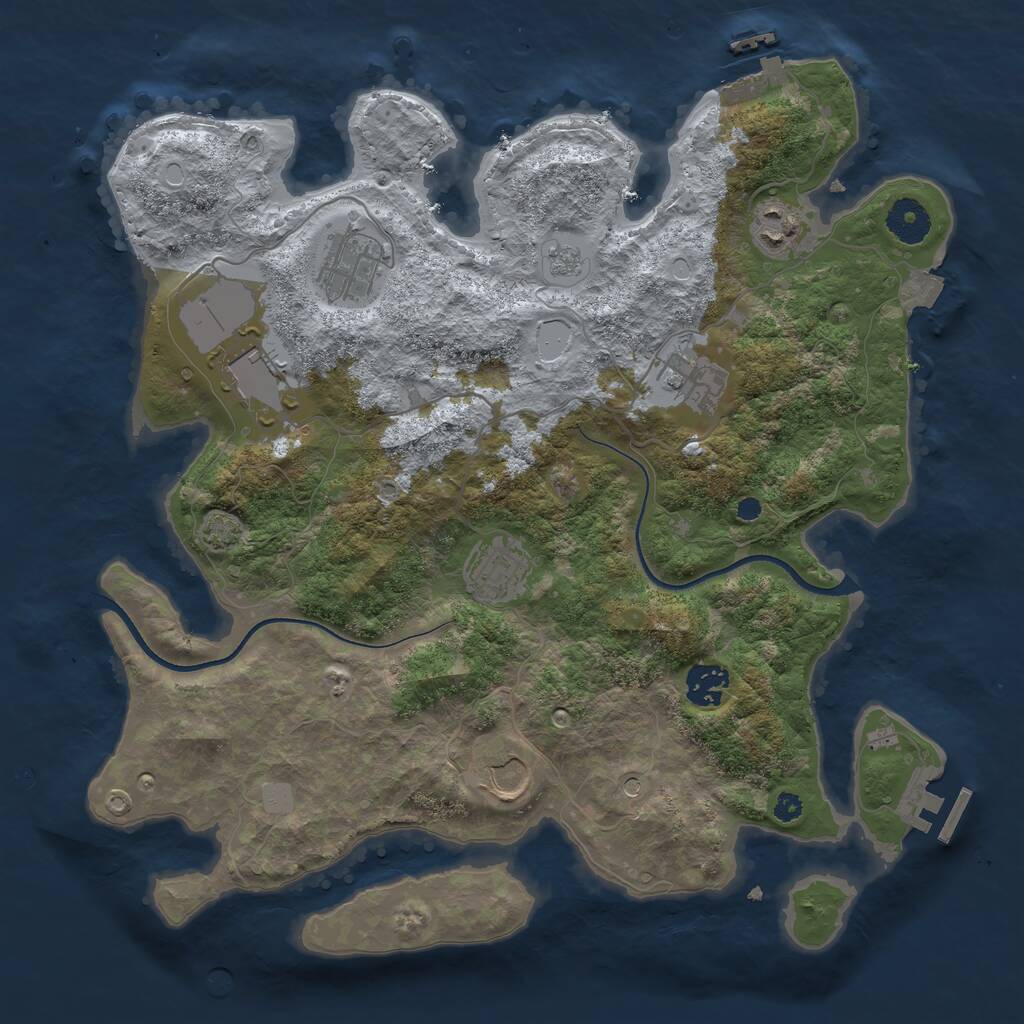 Rust Map: Procedural Map, Size: 3550, Seed: 46155689, 13 Monuments