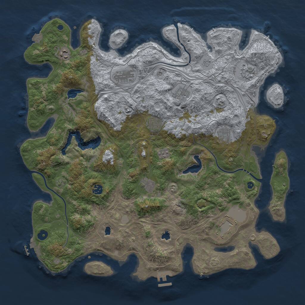 Rust Map: Procedural Map, Size: 4500, Seed: 1202956347, 16 Monuments