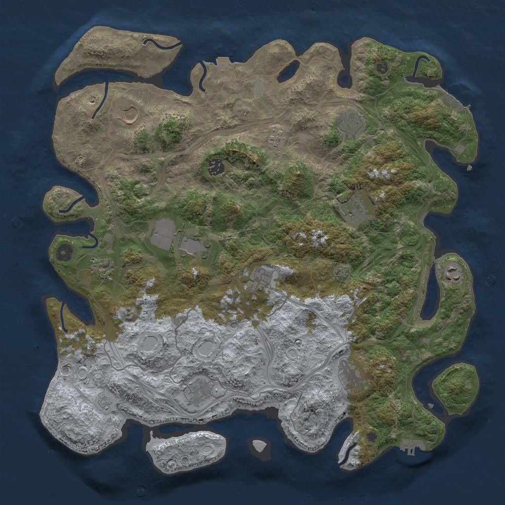 Rust Map: Procedural Map, Size: 4400, Seed: 94643875, 19 Monuments