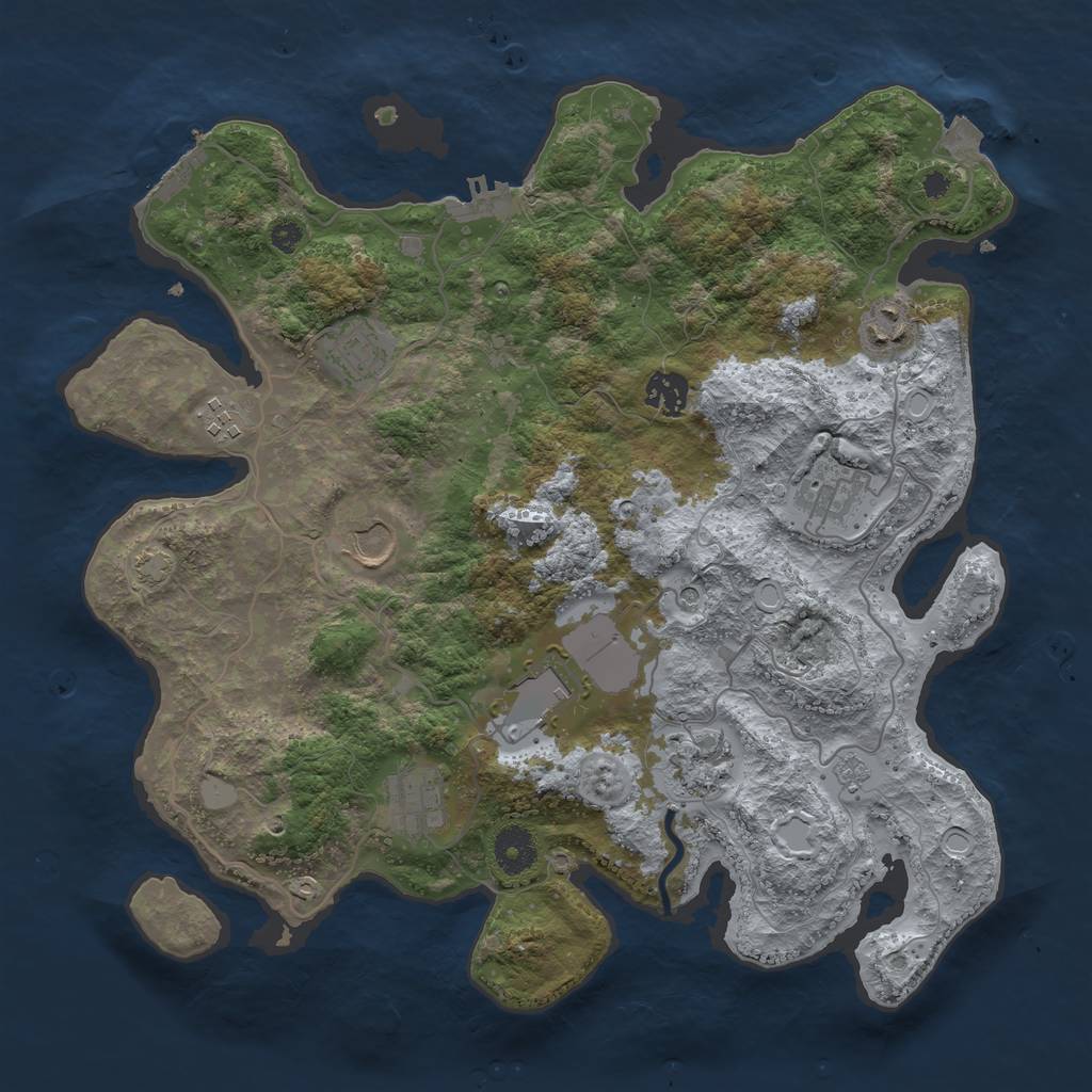 Rust Map: Procedural Map, Size: 3650, Seed: 58417005, 17 Monuments