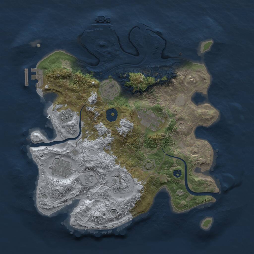 Rust Map: Procedural Map, Size: 3000, Seed: 25047, 11 Monuments
