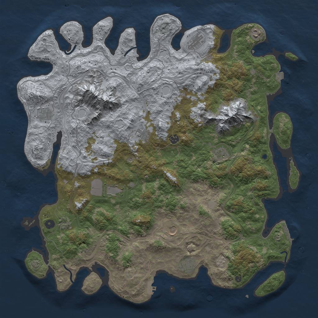 Rust Map: Procedural Map, Size: 5000, Seed: 6780, 19 Monuments