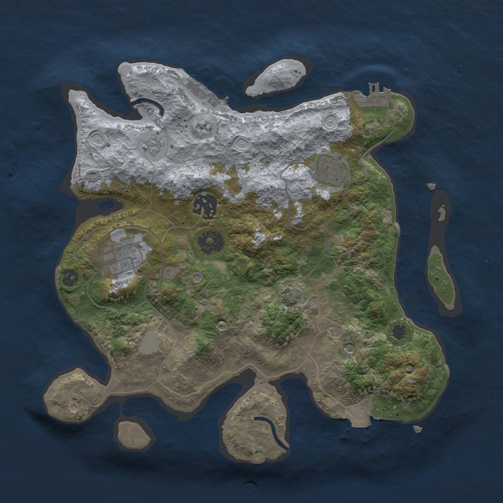 Rust Map: Procedural Map, Size: 3000, Seed: 961258, 11 Monuments