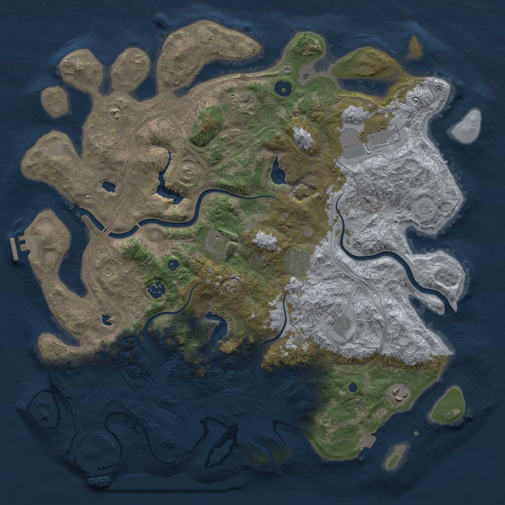 Rust Map: Procedural Map, Size: 4500, Seed: 1208520622, 14 Monuments