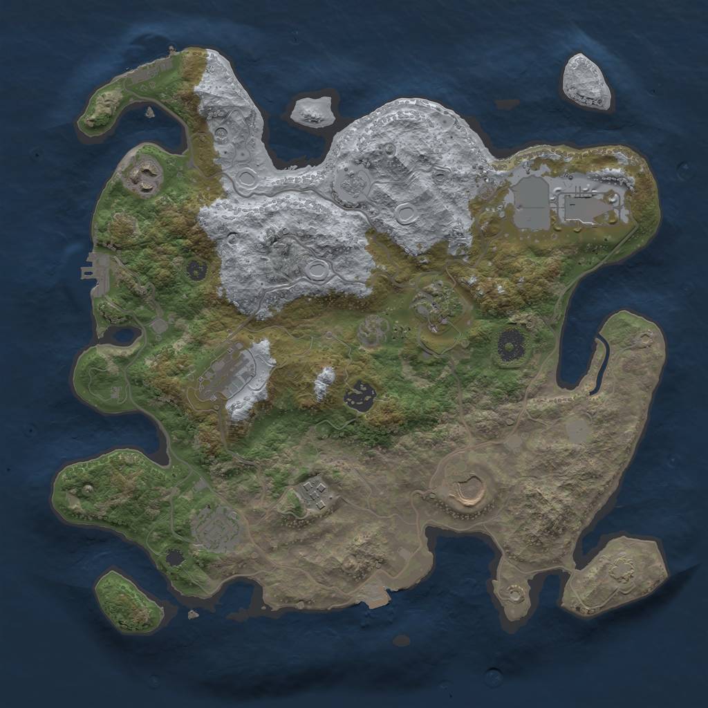 Rust Map: Procedural Map, Size: 3500, Seed: 2138076538, 16 Monuments