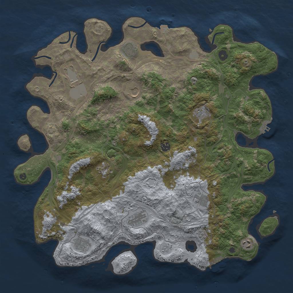 Rust Map: Procedural Map, Size: 4500, Seed: 1104020637, 19 Monuments