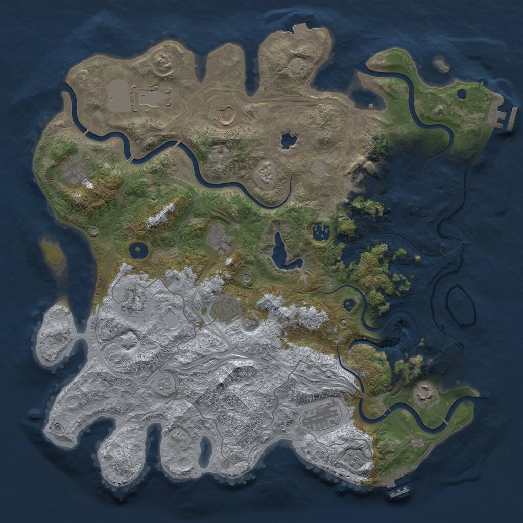 Rust Map: Procedural Map, Size: 4250, Seed: 48409503, 17 Monuments
