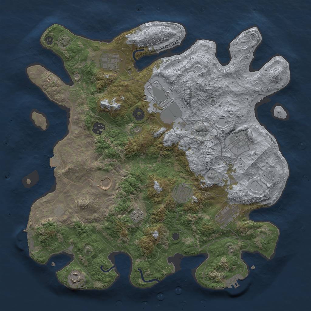Rust Map: Procedural Map, Size: 3750, Seed: 34355099, 17 Monuments