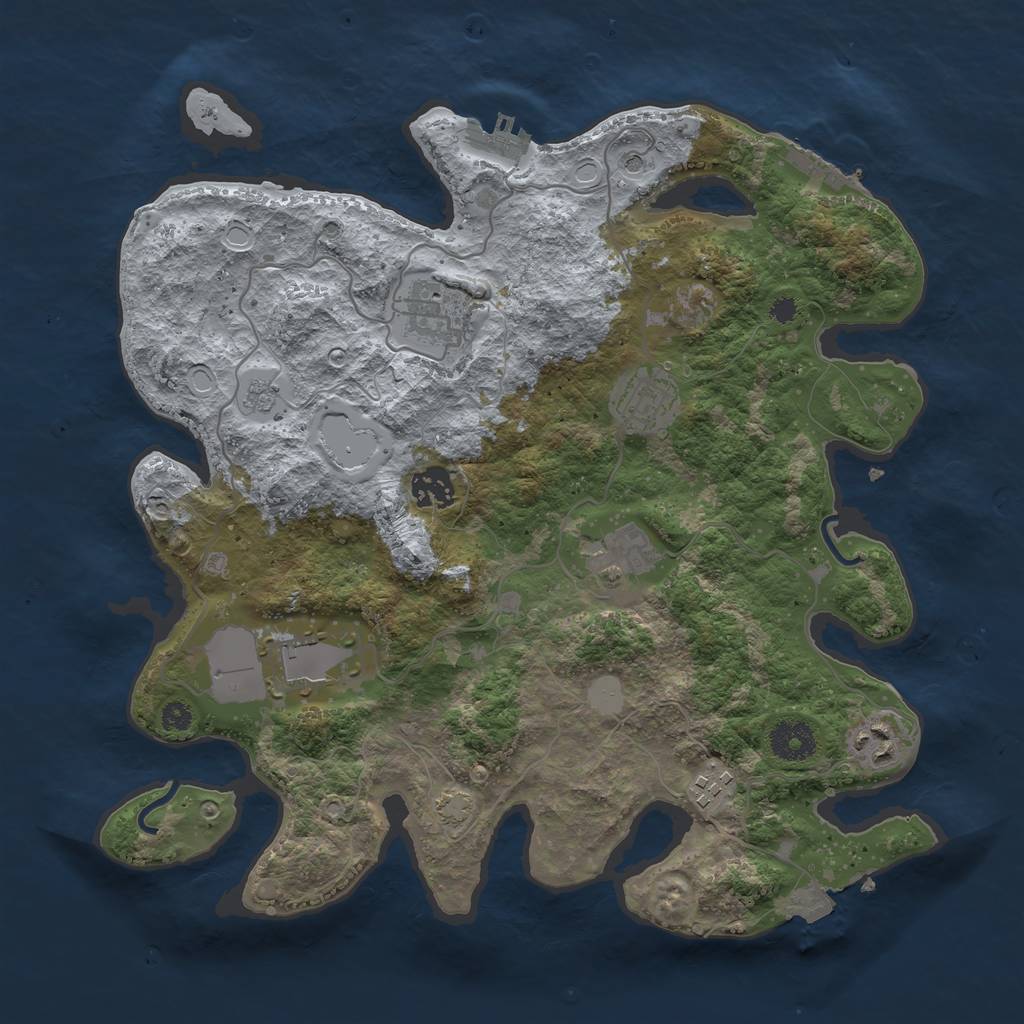 Rust Map: Procedural Map, Size: 3500, Seed: 2014917402, 15 Monuments