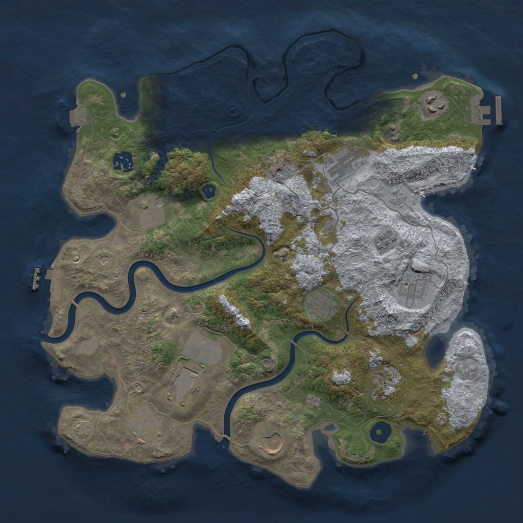 Rust Map: Procedural Map, Size: 3700, Seed: 1026675052, 17 Monuments